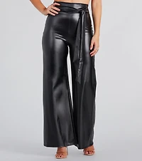 Feeling Sleek Faux Leather Wide-Leg Pants