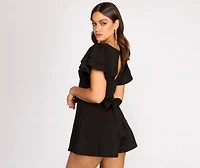 Flutter Away Tie Waist Romper