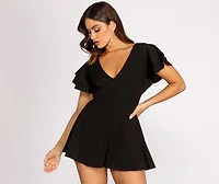 Flutter Away Tie Waist Romper