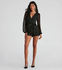 Perfectly Poised Plunging Chiffon Romper