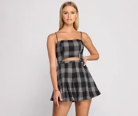 Poised Plaid Tie Back Romper