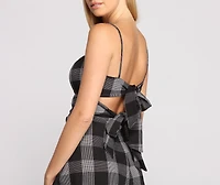 Poised Plaid Tie Back Romper