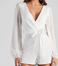 Perfectly Poised Plunging Chiffon Romper