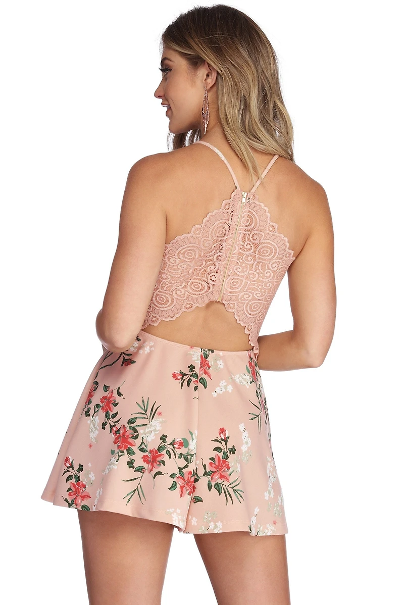 Lace Famous Floral Romper
