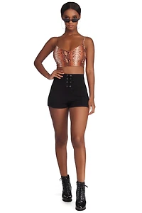 Lace Up Ponte Shorts