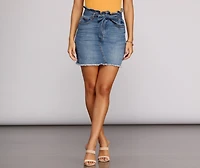 Paperbag Mini Jean Skirt