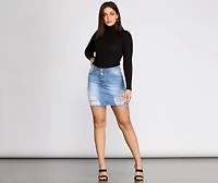 Stressed N' Distressed Denim Mini Skirt