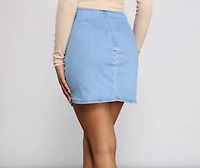 Double Buckle Denim Mini Skirt