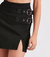 Lauren Double Buckle Denim Skirt by Windsor
