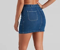Current Mood Denim Belted Mini Skirt
