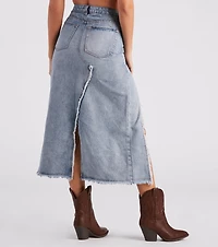 Babe Denim High Slit Midi Skirt