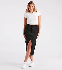 Stand Command Cargo Denim Midi Skirt