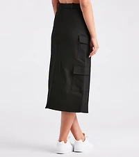 Stand Command Cargo Denim Midi Skirt