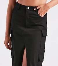 Stand Command Cargo Denim Midi Skirt