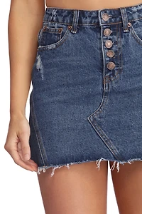 Frayed Fashionista Jean Mini Skirt