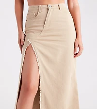 Babe Denim High Slit Midi Skirt