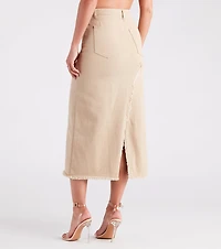 Babe Denim High Slit Midi Skirt