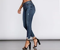 Clara High Rise Destructed Hem Skinny Jeans