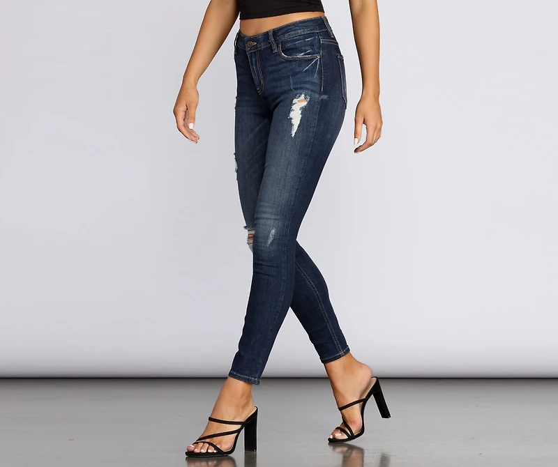 Jude Mid Rise Skinny Dark Denim Jeans