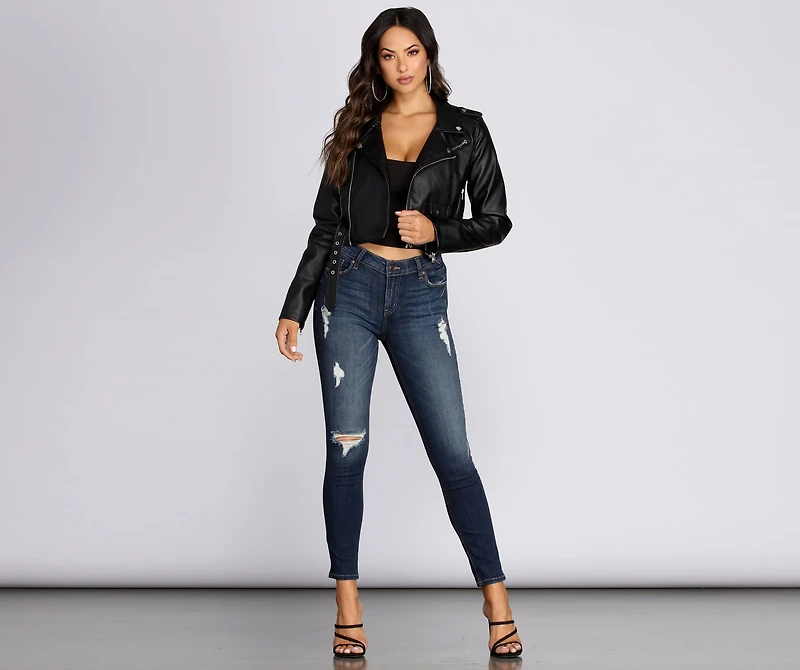 Jude Mid Rise Skinny Dark Denim Jeans