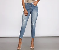 Clara High Rise Destructed Skinny Crop Jeans