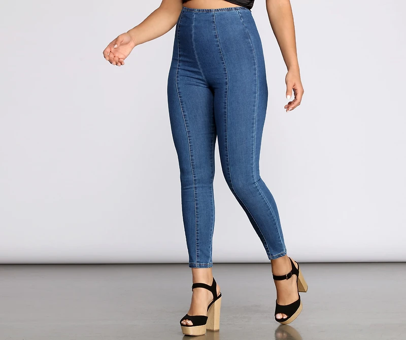 High Waist Denim Skinny Pants