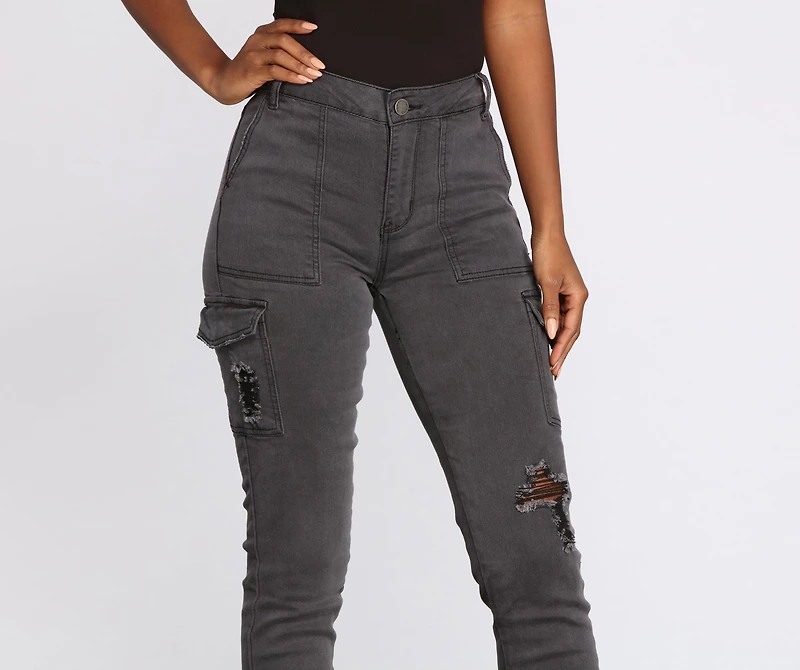 High Rise Skinny Cargo Pants