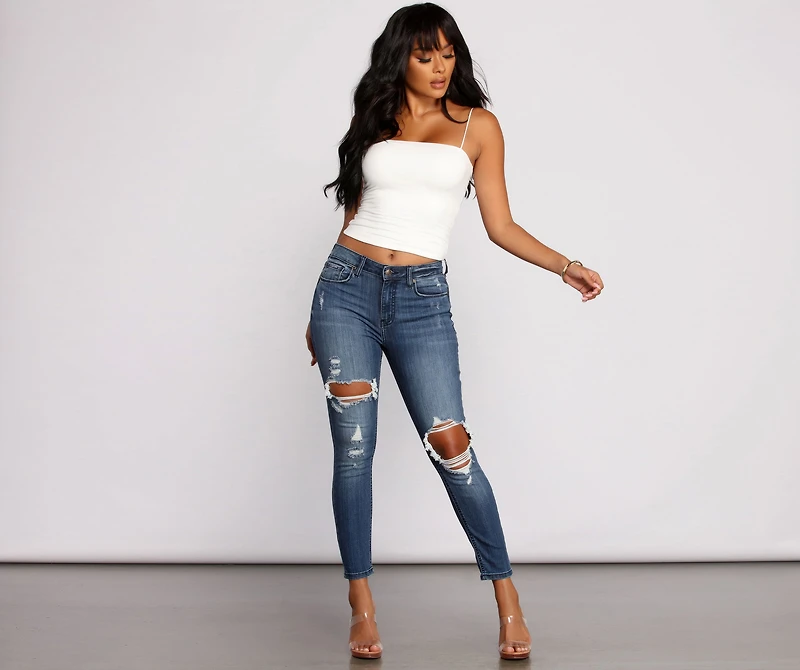 Clara High Rise Destructed Skinny Jeans