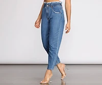 High Rise Paper Bag Waist Denim Pants