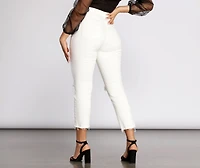 High Waist Distressed Denim Pants