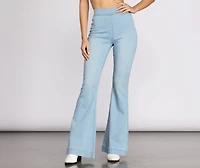 High Rise Denim Flare Pants