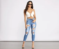 Major Destruction High Rise Skinny Jeans