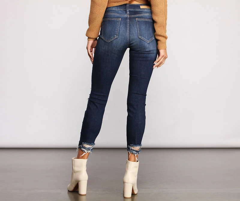 On Your Mind Distressed Cropped Skinny Jeans