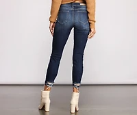 On Your Mind Distressed Cropped Skinny Jeans