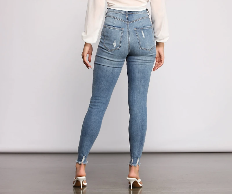 High Rise Button Up Skinny Jeans