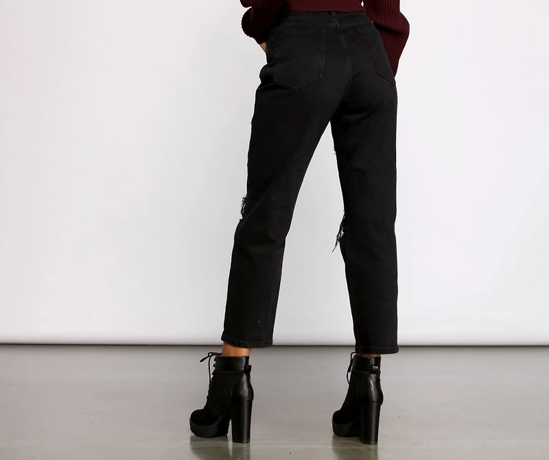 On the Edge High Rise Destructed Boyfriend Jeans