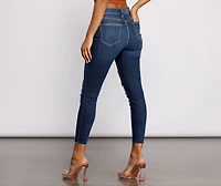 High Rise Destructed Cropped Skinny Jeans