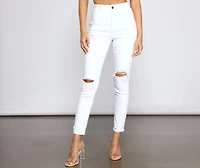 The Classic Distressed High Rise Skinny Jeans