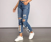 Classic Destructed Straight-Leg Jeans