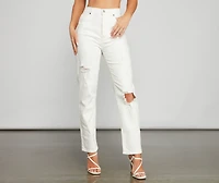 Iconic High Rise Destructed Boyfriend Jeans