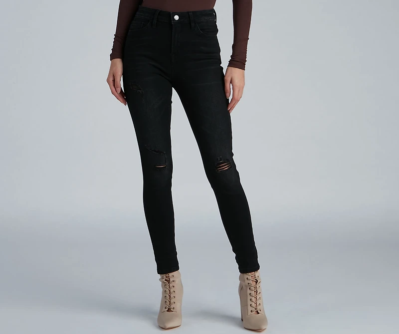 New Town Mid-Rise Distressed Crop Skinny Jeans