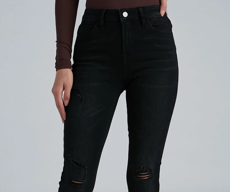 New Town Mid-Rise Distressed Crop Skinny Jeans