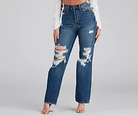 Gotta Be Chic High Rise Destructed Mom Jeans