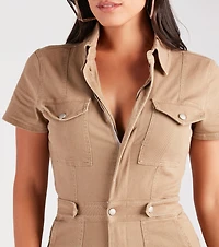 Casual-Cool Utility Denim Jumpsuit