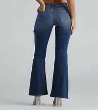 Major Flex High-Rise Cargo Flare Denim Jeans