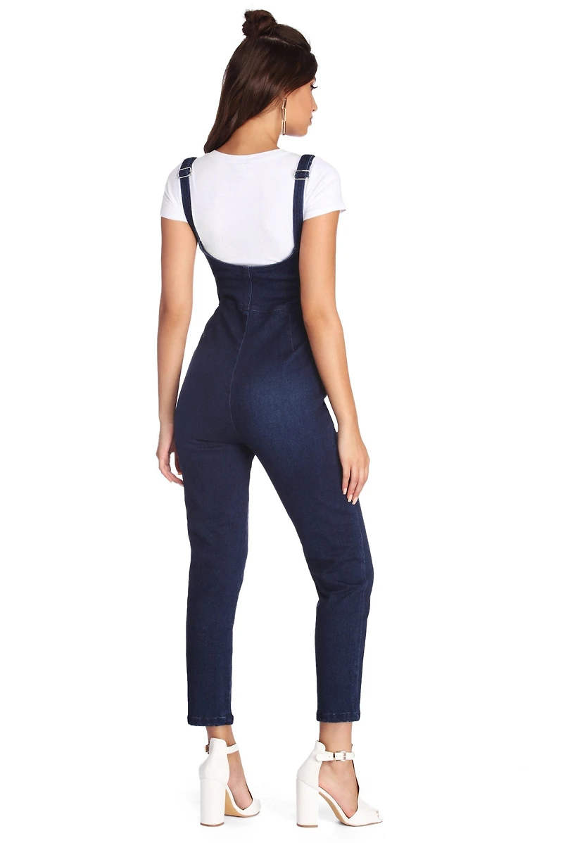 Rural Chic Button Front Overalls
