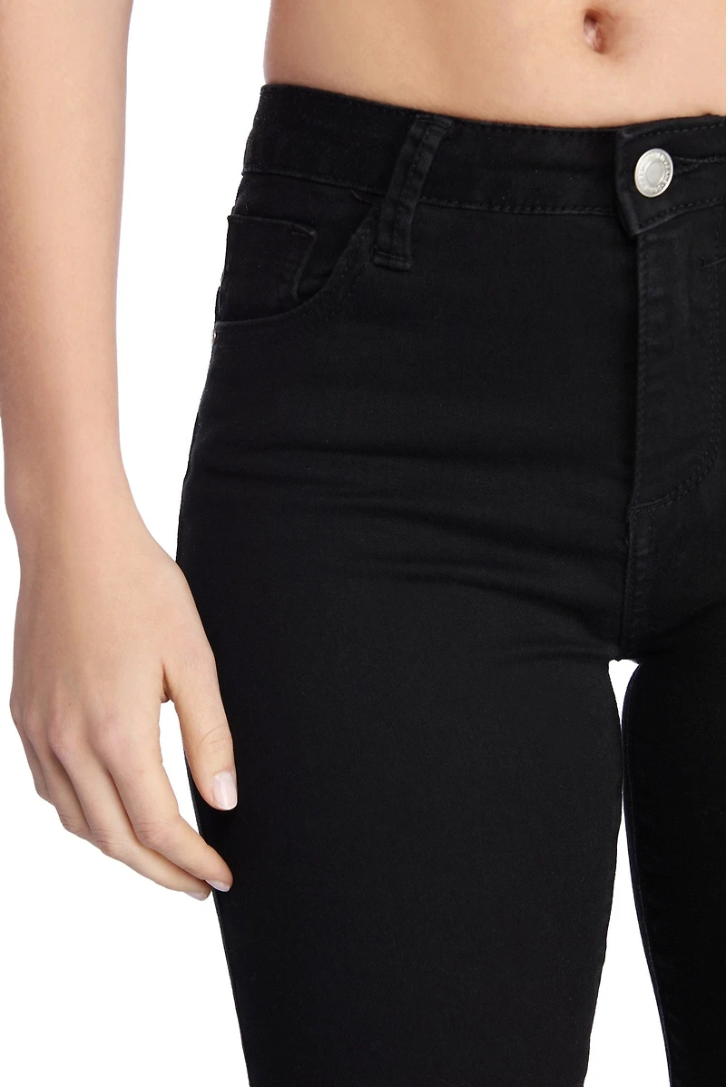 Mid Rise Distressed Ankle Skinny Jeans