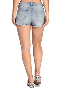 Low Rise Distressed And Cuffed Jean Shorts