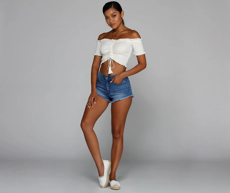 High Gear Frayed Denim Shorts