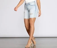Kailey High Rise Bermuda Denim Shorts
